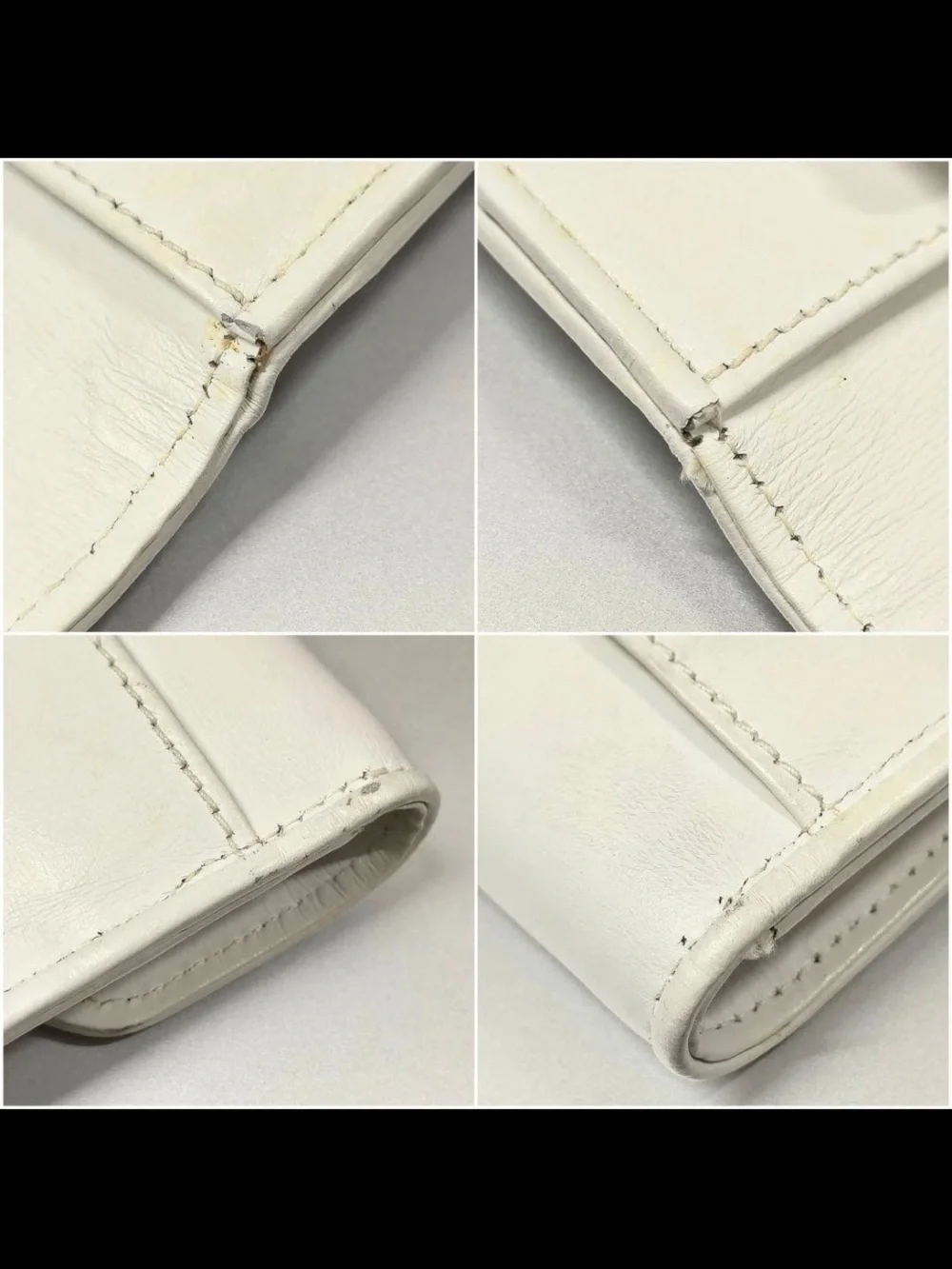 Gucci White Envelope Leather Clutch with Gold-Tone Hardware